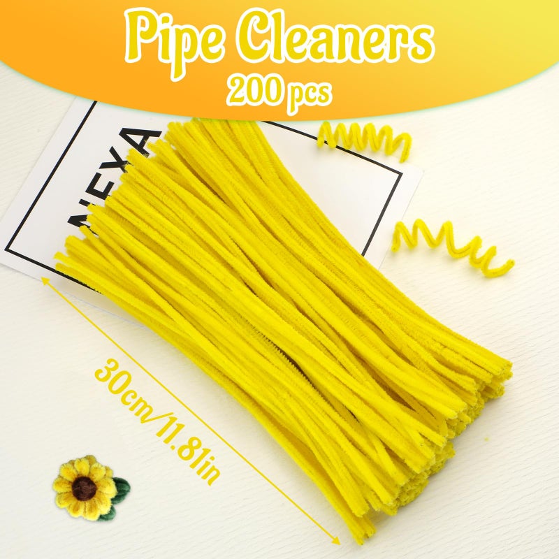 Mnuizu 200pcs Pipe Cleaners,Pipe Cleaners Chenille Stems for Craft, Fuzzy Sticks Christmas Craft Supplies for DIY Art & Creative Crafts Decorations(Lemon Yellow) - Image 2